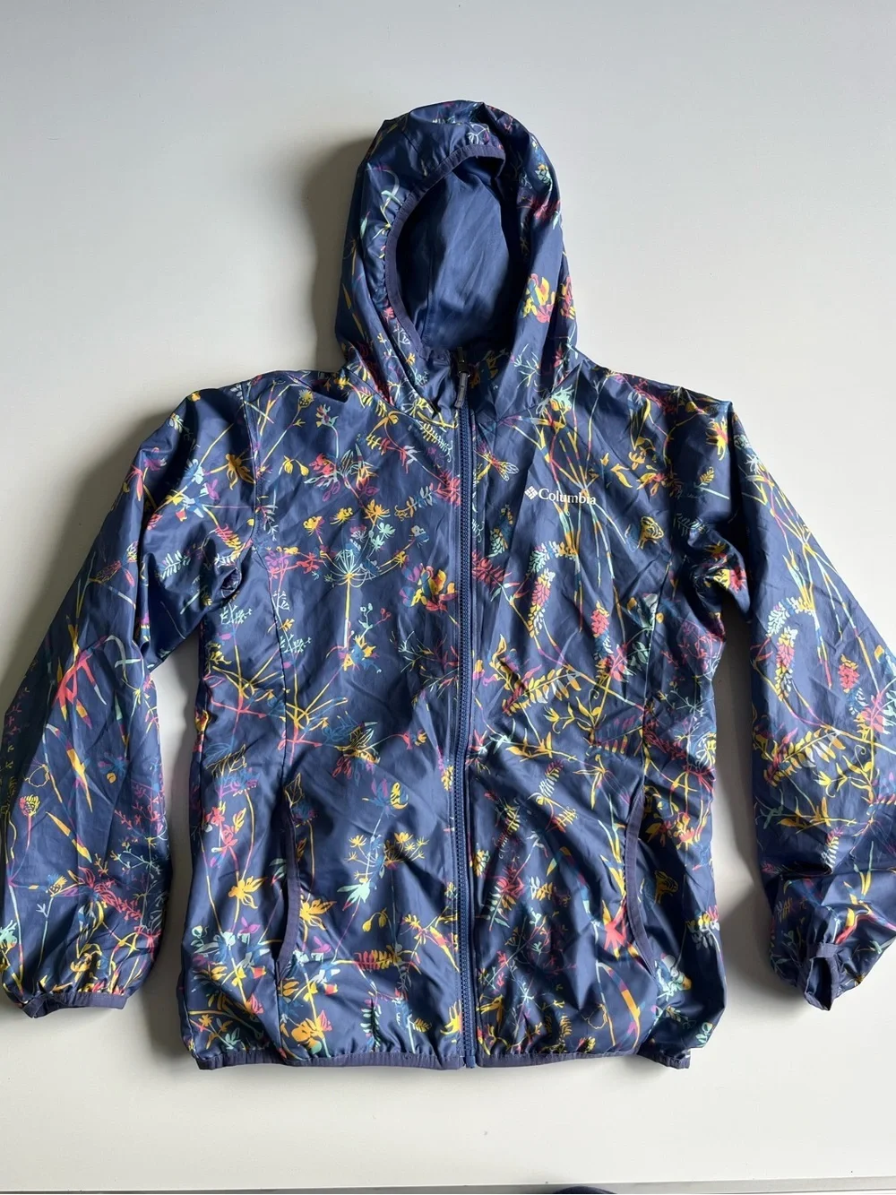 Columbia Reversible lilac Hooded rain Jacket with Floral Print